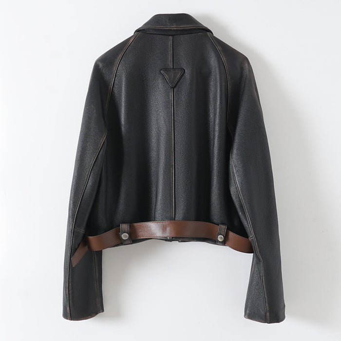 Leder-Set „Urban Rider“ – Jacke und Rock aus Echtleder
