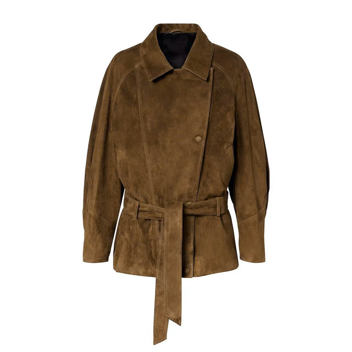 Kurze Wickeljacke Suede Elegance – Echt-Wildleder