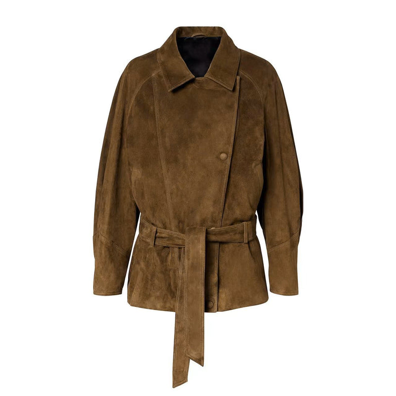 Kurze Wickeljacke Suede Elegance – Echt-Wildleder