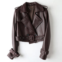 Jacke und Rock im Kroko-Design (Bordeaux)