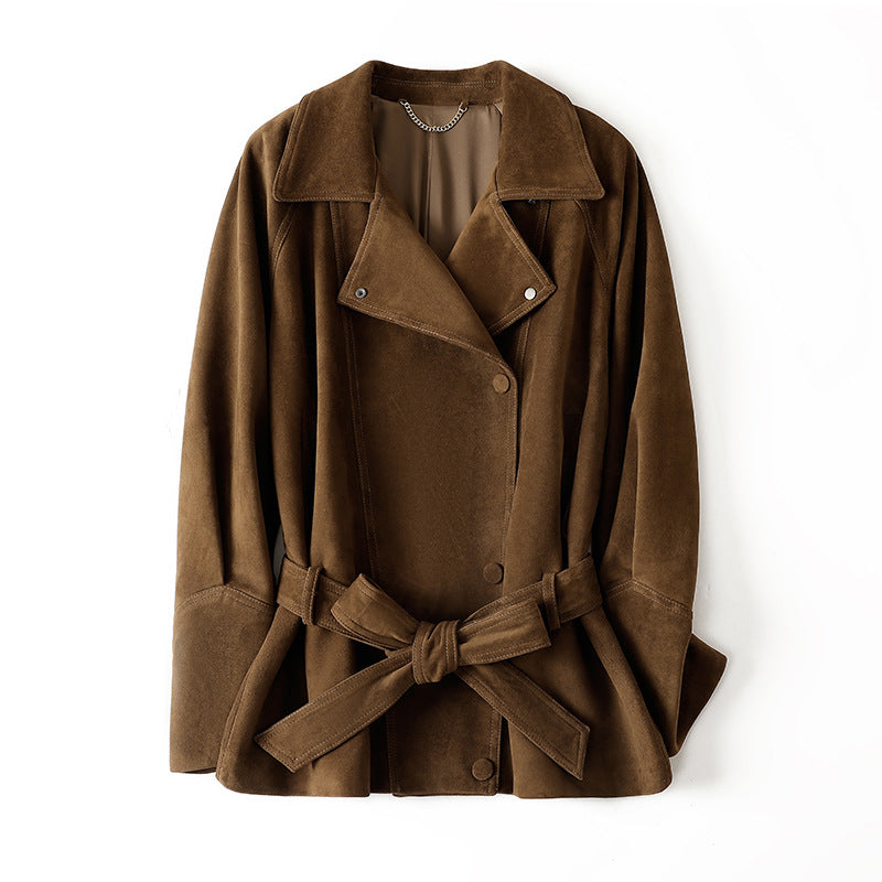Kurze Wickeljacke Suede Elegance – Echt-Wildleder