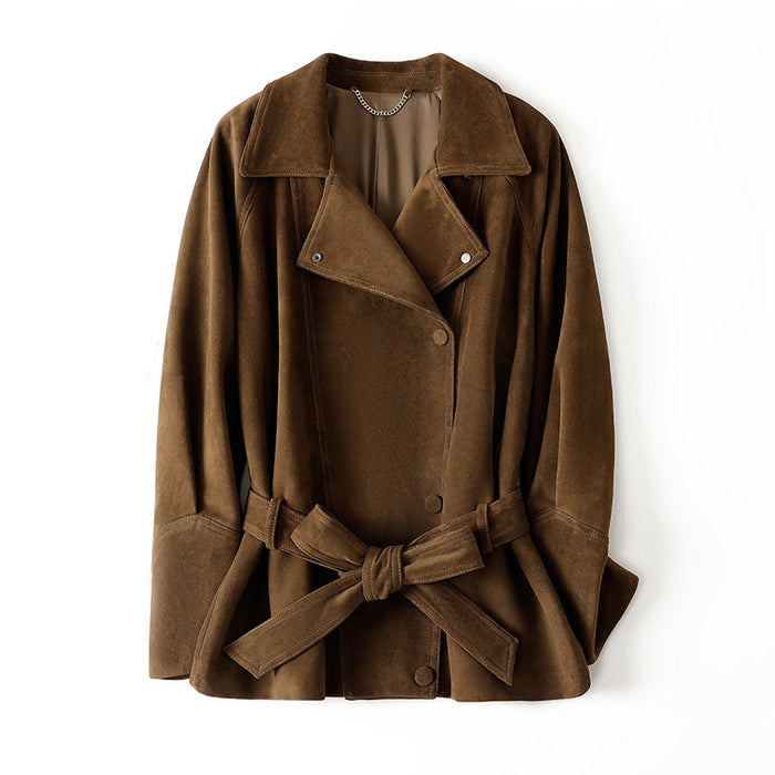 Kurze Wickeljacke Suede Elegance – Echt-Wildleder