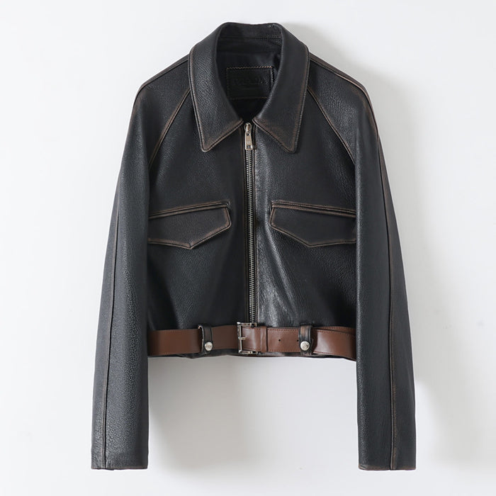 Leder-Set „Urban Rider“ – Jacke und Rock aus Echtleder