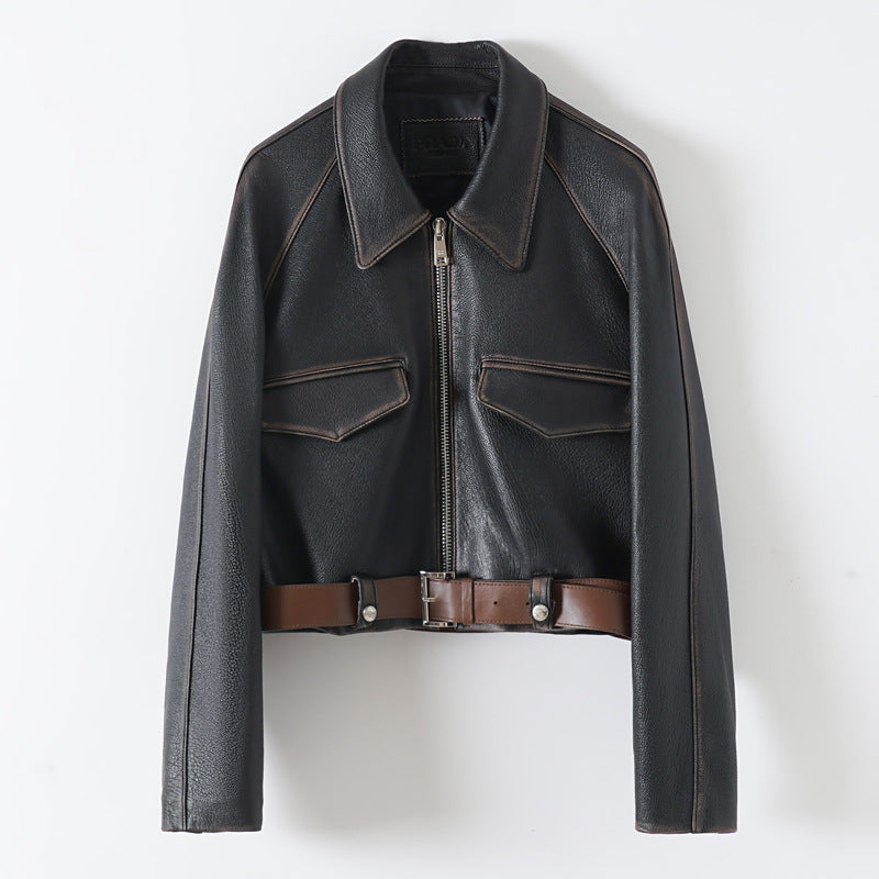 Leder-Set „Urban Rider“ – Jacke und Rock aus Echtleder