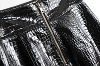 Patent Croco Glam – Glänzendes Schwarz Echtleder