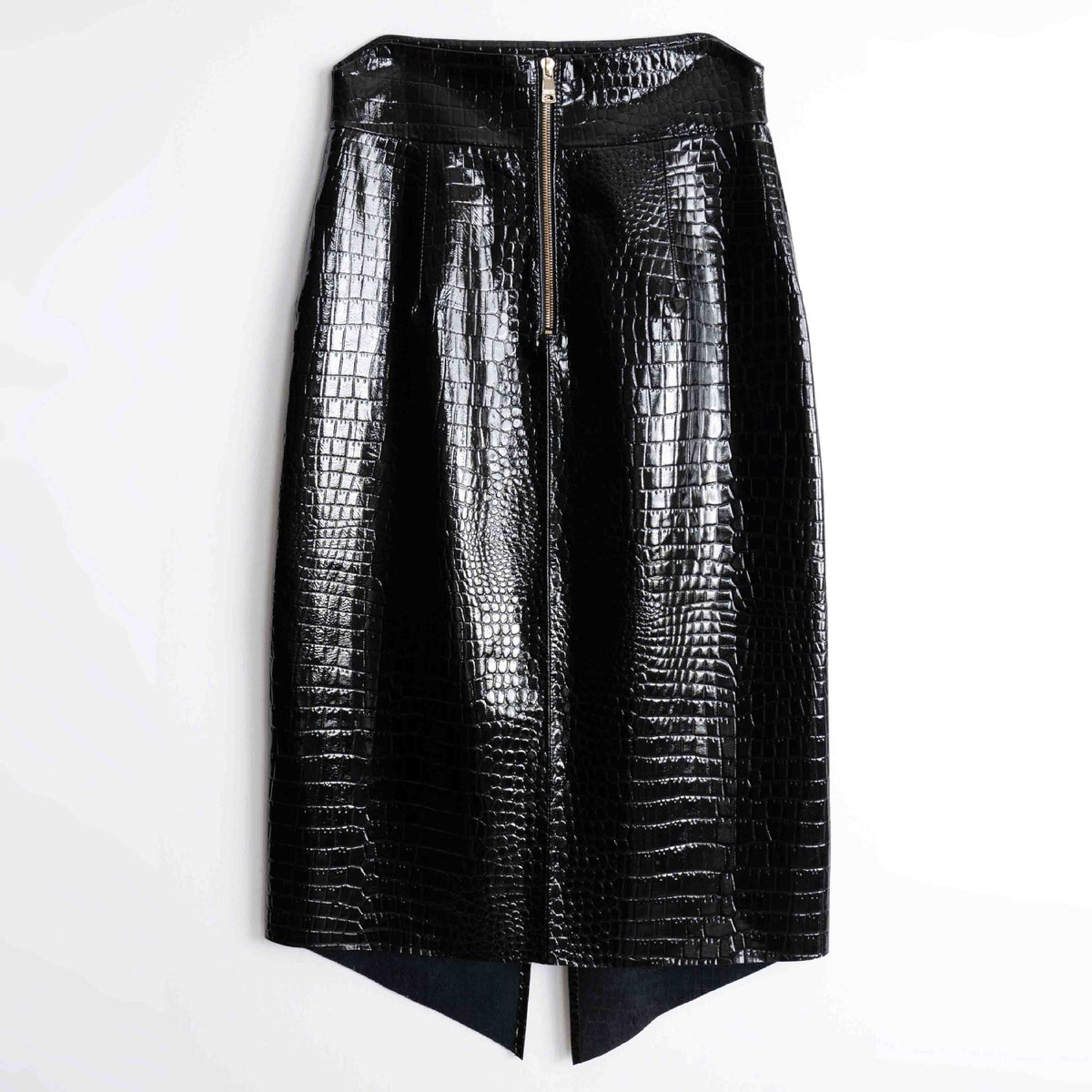 Patent Croco Glam – Glänzendes Schwarz Echtleder