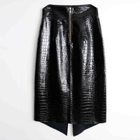 Patent Croco Glam – Glänzendes Schwarz Echtleder