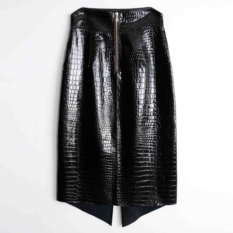 Patent Croco Glam – Glänzendes Schwarz Echtleder