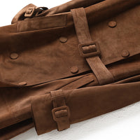 Luxus Wildleder Trenchcoat „Classic Fit“ – Schokobraun