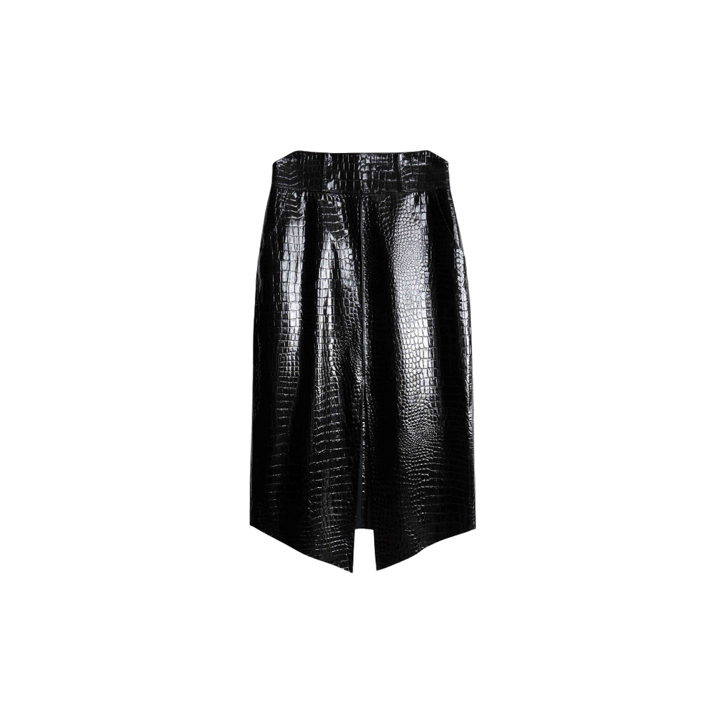 Patent Croco Glam – Glänzendes Schwarz Echtleder