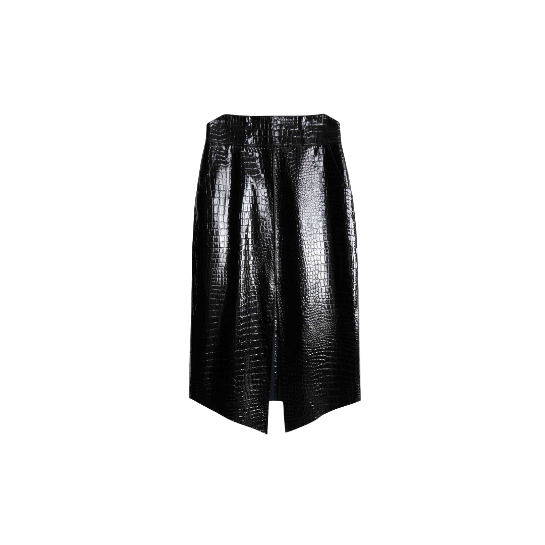 Patent Croco Glam – Glänzendes Schwarz Echtleder